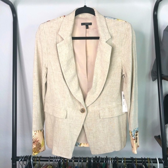 𝅺DREW Riviera Natural Floral Linen Blend Blazer - Picture 1 of 8